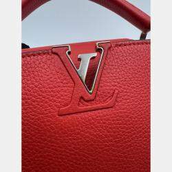 Pre Owned Louis Vuitton Red Leather Capucines BB Bag