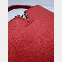 Pre Owned Louis Vuitton Red Leather Capucines BB Bag