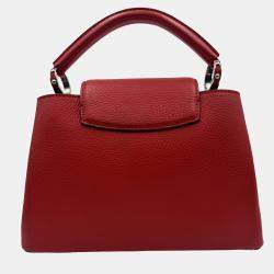 Pre Owned Louis Vuitton Red Leather Capucines BB Bag
