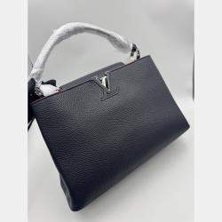 Pre Owned Louis Vuitton Black Taurillon Leather Capucines MM Bag