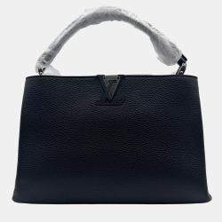 Pre Owned Louis Vuitton Black Taurillon Leather Capucines MM Bag