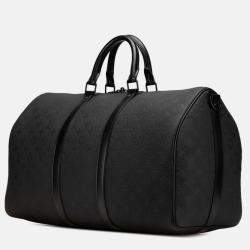 Pre Owned Louis Vuitton Keepall Bandouliere 50 Monogram Taurillon Black Leather Boston Bag