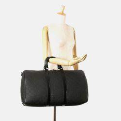 Pre Owned Louis Vuitton Keepall Bandouliere 50 Monogram Taurillon Black Leather Boston Bag
