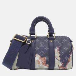 Pre Owned Louis Vuitton Keepall Bandouliere 25 Ancre, Blue Monogram Bleach Canvas Boston Bag