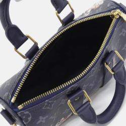 Pre Owned Louis Vuitton Keepall Bandouliere 25 Ancre, Blue Monogram Bleach Canvas Boston Bag