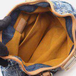 Pre Owned Louis Vuitton Pretty Denim Monogram Blue Canvas and Leather Handbag