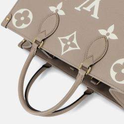 Pre Owned Louis Vuitton Onthego MM Tourterelle Creme Monogram Empreinte Leather Tote Bag