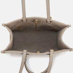 Pre Owned Louis Vuitton Onthego MM Tourterelle Creme Monogram Empreinte Leather Tote Bag