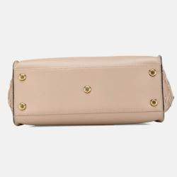 Pre Owned Louis Vuitton On My Side MM Galle, Gray Beige Monogram Leather Top Handle Bag