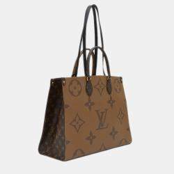 Pre Owned Louis Vuitton Monogram Giant OnTheGo GM Brown Coated Canvas Tote Bag