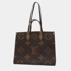 Pre Owned Louis Vuitton Monogram Giant OnTheGo GM Brown Coated Canvas Tote Bag