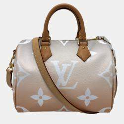 Pre Owned Louis Vuitton Speedy Bandouliere 25 Monogram Giant Gradient Blue Pink Coated Canvas Boston Bag