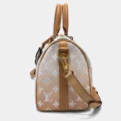 Pre Owned Louis Vuitton Speedy Bandouliere 25 Monogram Giant Gradient Blue Pink Coated Canvas Boston Bag