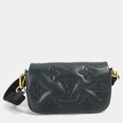 Pre Owned Louis Vuitton Monogram Bubblegram Black Leather Wallet-On-Strap