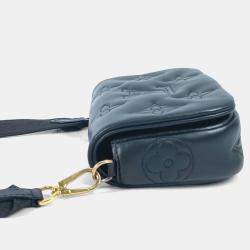 Pre Owned Louis Vuitton Monogram Bubblegram Black Leather Wallet-On-Strap