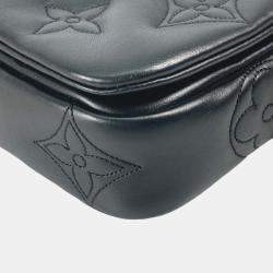 Pre Owned Louis Vuitton Monogram Bubblegram Black Leather Wallet-On-Strap