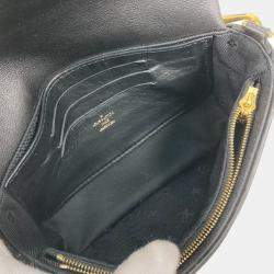 Pre Owned Louis Vuitton Monogram Bubblegram Black Leather Wallet-On-Strap