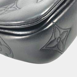 Pre Owned Louis Vuitton Monogram Bubblegram Black Leather Wallet-On-Strap