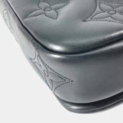 Pre Owned Louis Vuitton Monogram Bubblegram Black Leather Wallet-On-Strap