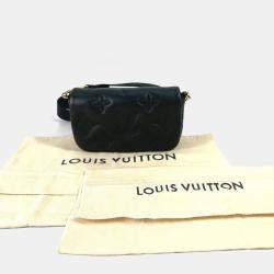 Pre Owned Louis Vuitton Monogram Bubblegram Black Leather Wallet-On-Strap