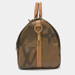 Pre Owned Louis Vuitton Speedy Bandouliere 30 Brown Monogram Giant Coated Canvas Boston Bag