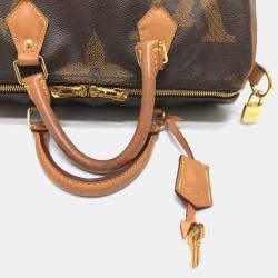 Pre Owned Louis Vuitton Speedy Bandouliere 30 Brown Monogram Giant Coated Canvas Boston Bag