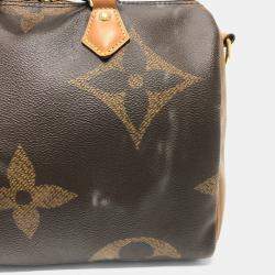 Pre Owned Louis Vuitton Speedy Bandouliere 30 Brown Monogram Giant Coated Canvas Boston Bag