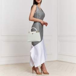 Pre Owned Louis Vuitton White Leather Capucines BB Bag