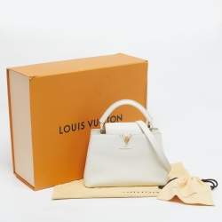 Pre Owned Louis Vuitton White Leather Capucines BB Bag