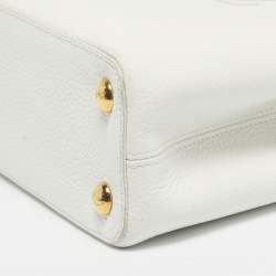 Pre Owned Louis Vuitton White Leather Capucines BB Bag