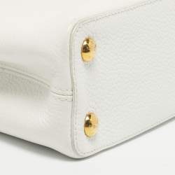 Pre Owned Louis Vuitton White Leather Capucines BB Bag