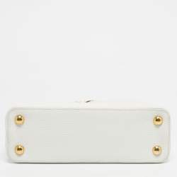 Pre Owned Louis Vuitton White Leather Capucines BB Bag