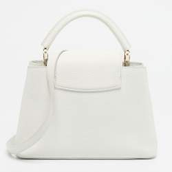 Pre Owned Louis Vuitton White Leather Capucines BB Bag