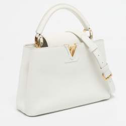 Pre Owned Louis Vuitton White Leather Capucines BB Bag