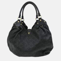 Pre Owned Louis Vuitton Mahina Black Leather Hobo Bag