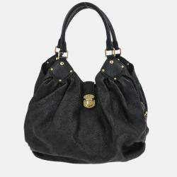 Pre Owned Louis Vuitton Mahina Black Leather Hobo Bag