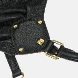 Pre Owned Louis Vuitton Mahina Black Leather Hobo Bag