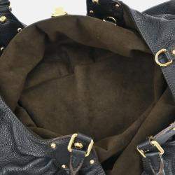 Pre Owned Louis Vuitton Mahina Black Leather Hobo Bag