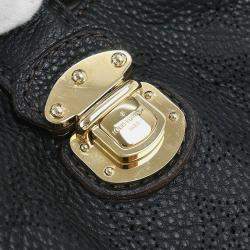 Pre Owned Louis Vuitton Mahina Black Leather Hobo Bag