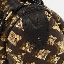 Pre Owned Louis Vuitton Speedy 30 Gold Sequin Monogram Eclipse Handbag
