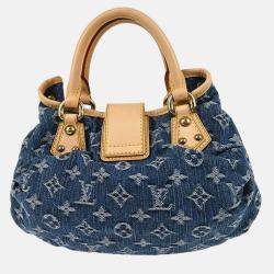Pre Owned Louis Vuitton Pleaty Blue Monogram Denim Handbag