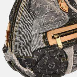 Pre Owned Louis Vuitton Bowly Black Monogram Denim Patchwork Shoulder Bag