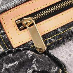 Pre Owned Louis Vuitton Bowly Black Monogram Denim Patchwork Shoulder Bag