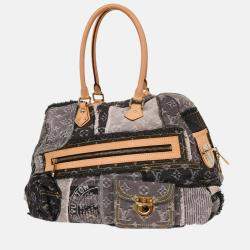 Pre Owned Louis Vuitton Bowly Black Monogram Denim Patchwork Shoulder Bag
