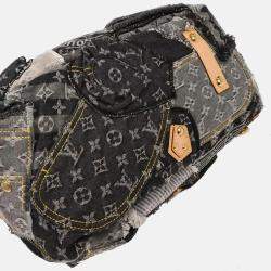 Pre Owned Louis Vuitton Bowly Black Monogram Denim Patchwork Shoulder Bag