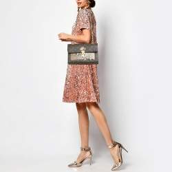 Pre Owned Louis Vuitton Cream Monogram Canvas and Python Victoire Bag