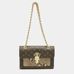 Pre Owned Louis Vuitton Cream Monogram Canvas and Python Victoire Bag