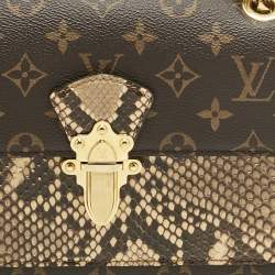 Pre Owned Louis Vuitton Cream Monogram Canvas and Python Victoire Bag