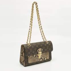Pre Owned Louis Vuitton Cream Monogram Canvas and Python Victoire Bag