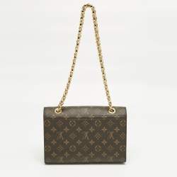 Pre Owned Louis Vuitton Cream Monogram Canvas and Python Victoire Bag